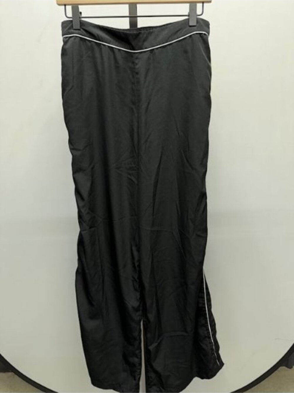 Jason Wu Black Satin Wide Leg Pants with White Trim